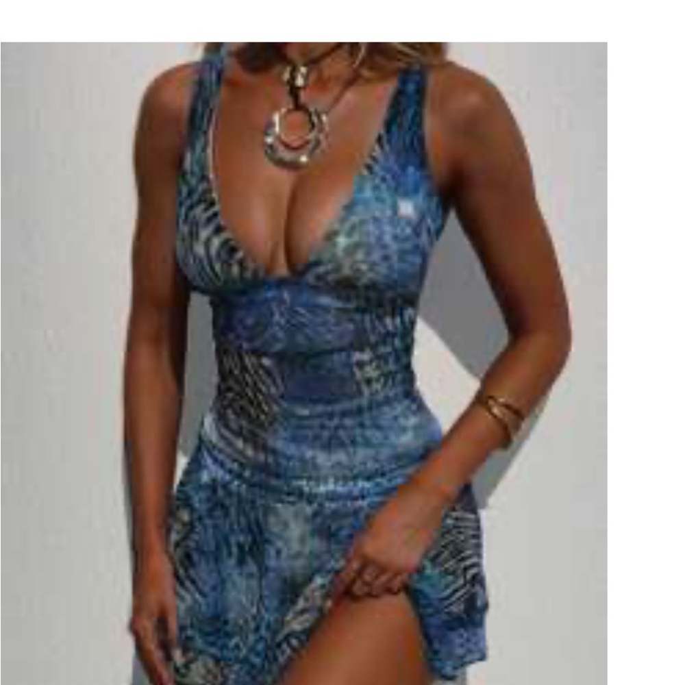 Blue and Black Patterned Dress